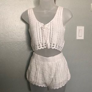 Forever 21 White Crochet Set Size Small